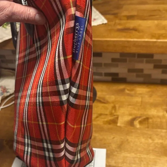 Burberry Blue Label Red and Black Plaid Tote  Free COA included ! Like new ! - Picture 7 of 15